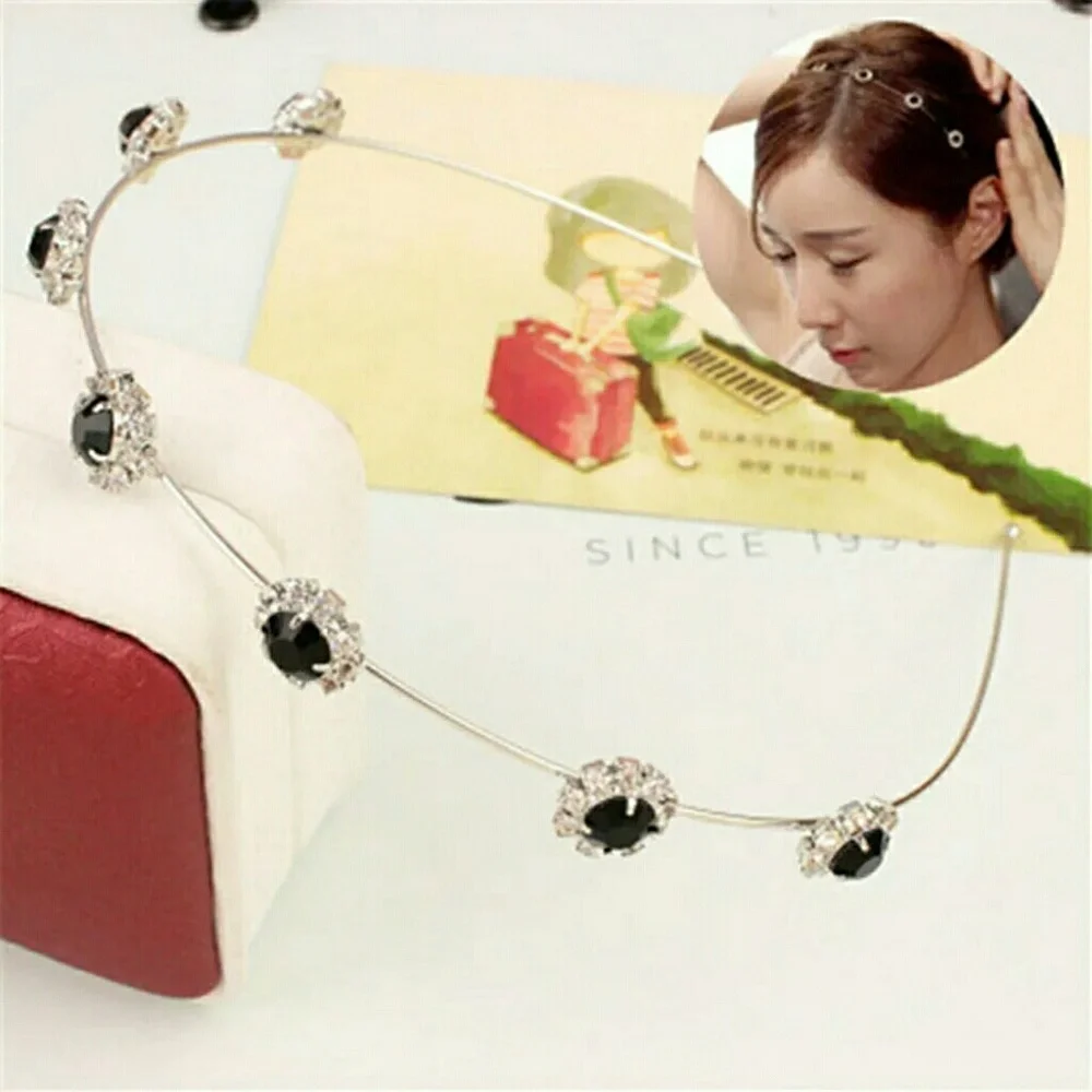 NEW SILVER & BLACK CRYSTAL HEADBAND